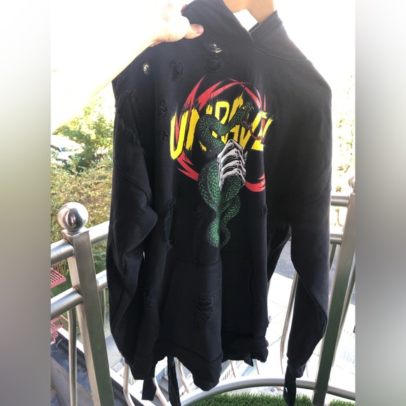Unravel Project authentic distressed snake black hoodie. Unisex, loose fit. XS - Picture 2 of 10